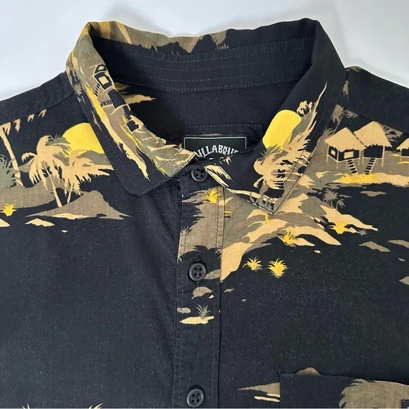 Billabong Mens Tropical Black Button Down Shirt - Picture 8 of 12